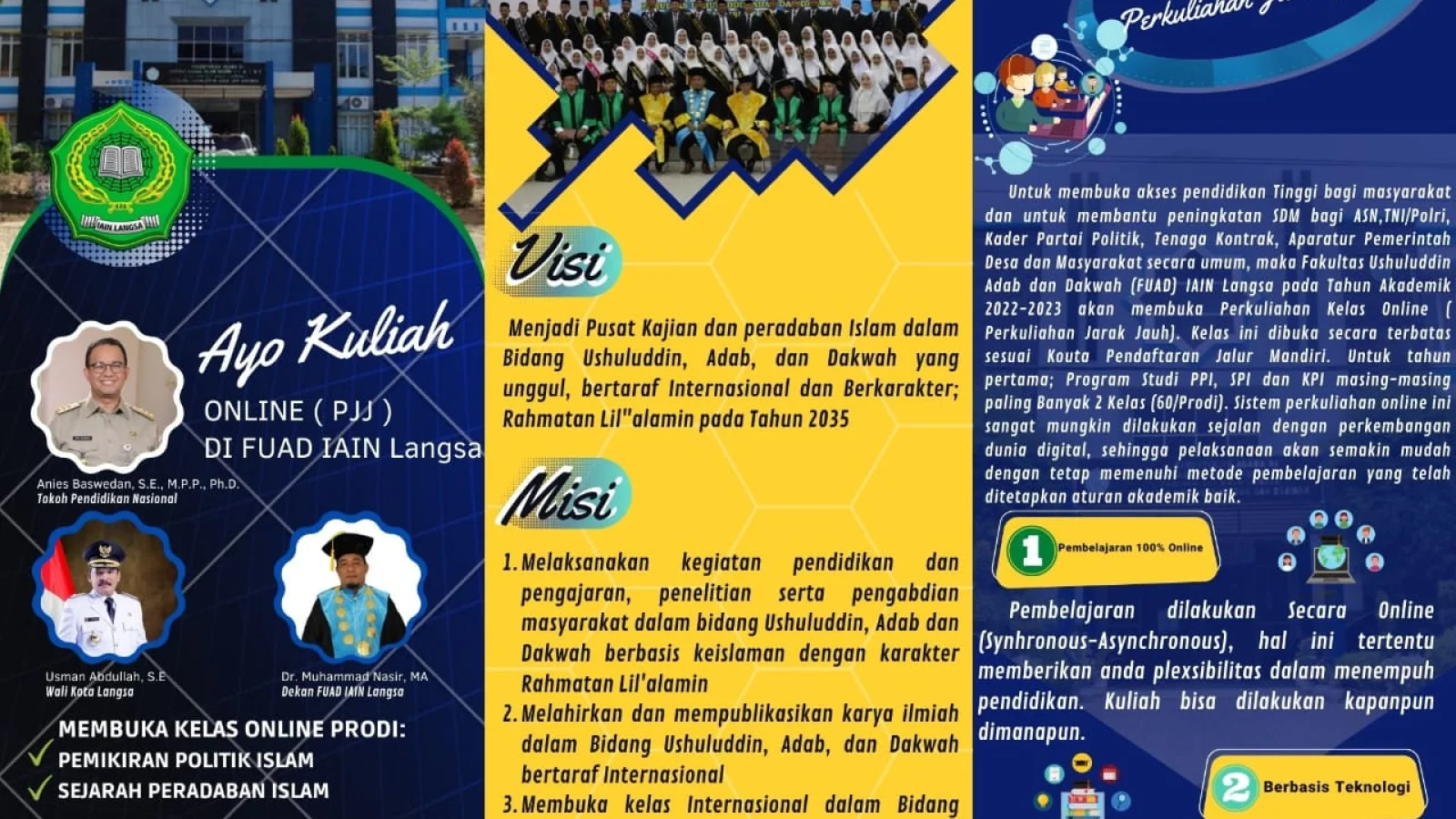 Pendaftaran Calon Mahasiswa Baru Program Studi Sejarah Peradaban Islam dan Pemikiran Politik Islam Program Khusus Pendidikan Jarak Jauh FUAD IAIN Langsa 2022/2023
