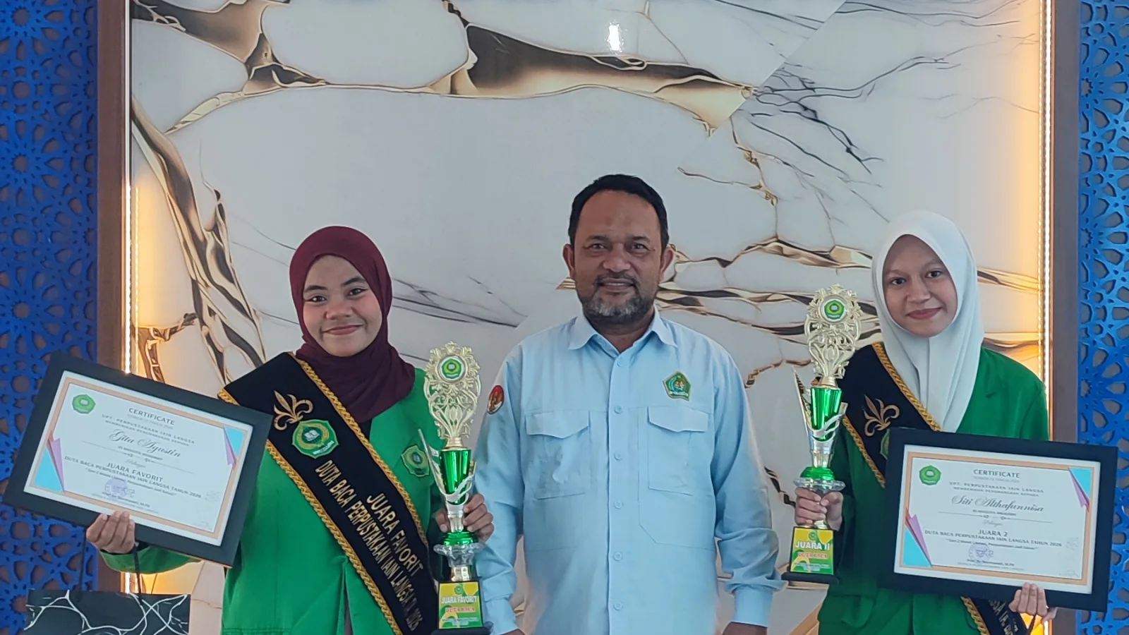 FUAD IAIN Langsa Apresiasi Mahasiswa Peraih Juara II dan Juara III Duta Baca Perpustakaan IAIN Langsa Tahun 2026