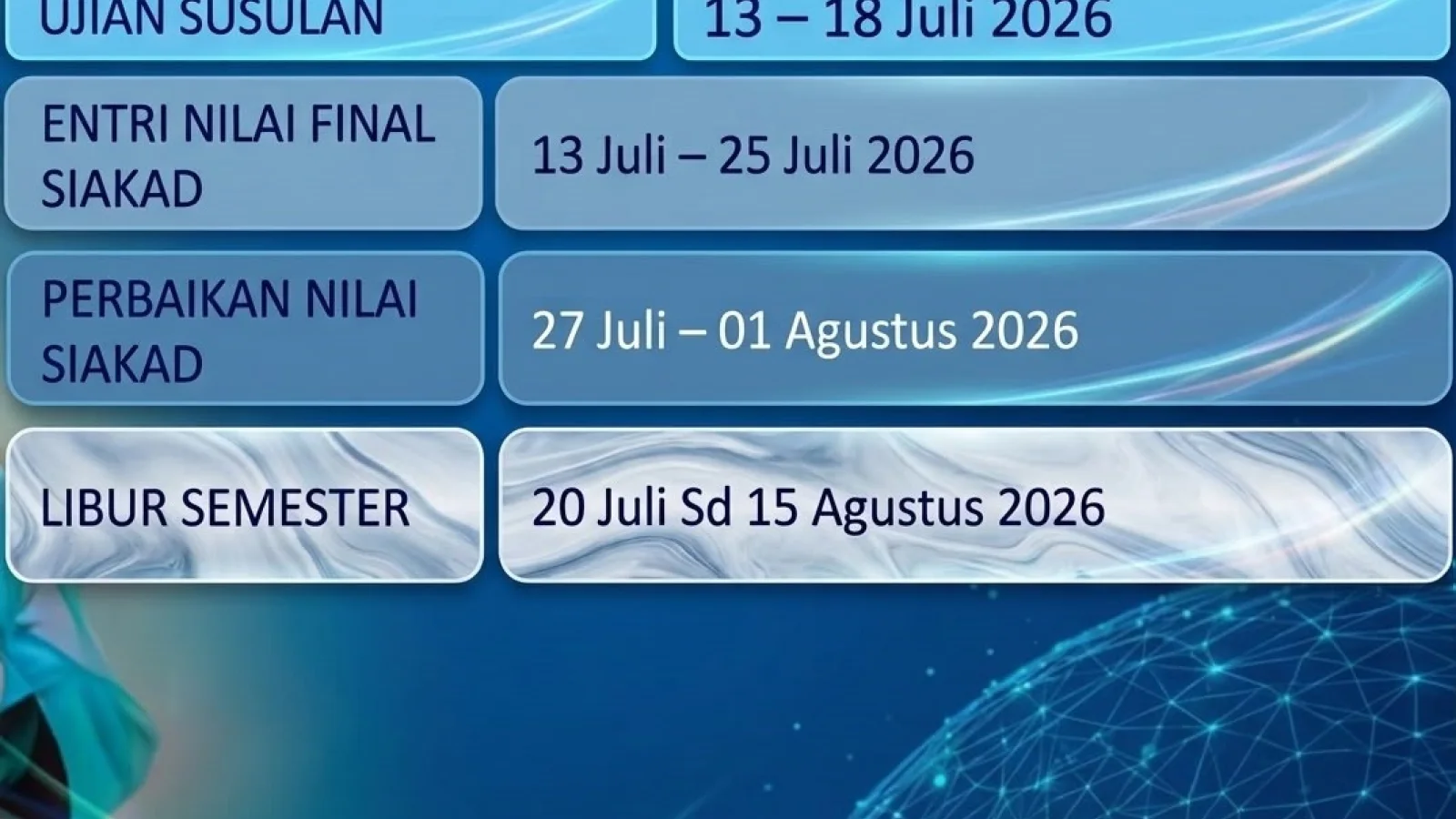 Pengumuman Jadwal UAS, Input Nilai, Libur Semester, dan Perkuliahan Ganjil 2026/2027