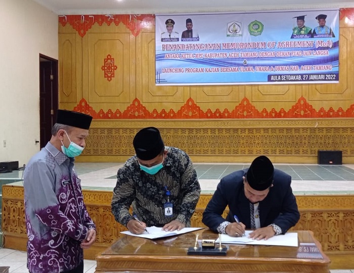 Jalin Sinergisitas, FUAD IAIN Langsa -MPU Aceh Tamiang Teken MoA