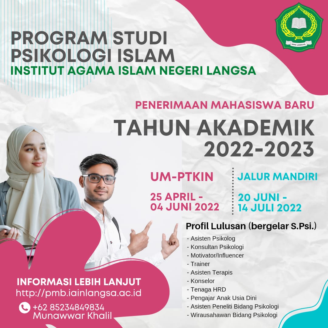 Penerimaan Mahasiswa Baru Program Studi Psikologi Islam 2022