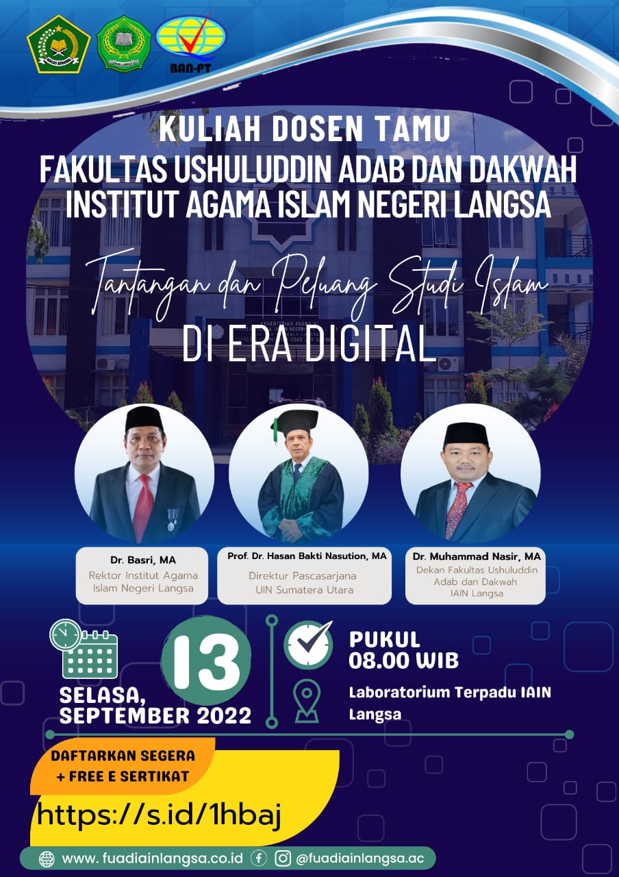 Pendaftaran Kuliah Dosen Tamu Ushuluddin Adab dan Dakwah