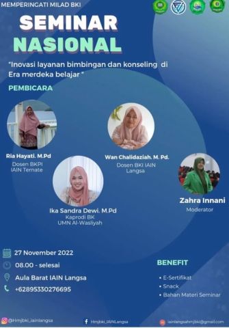 Seminar Inovasi Layanan BK di Era Merdeka Belajar Sukses Digelar di IAIN Langsa