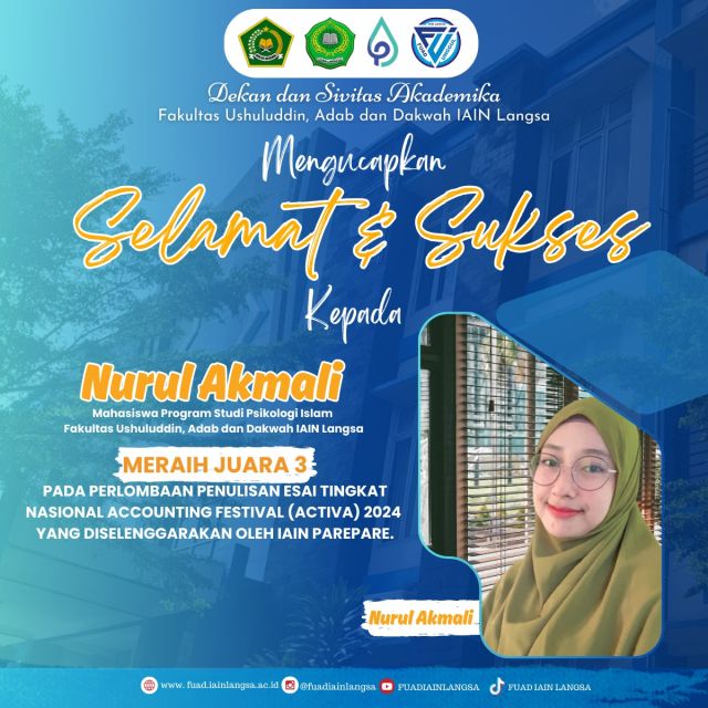 Nurul Akmali Raih Juara 3 Penulisan Esai Nasional