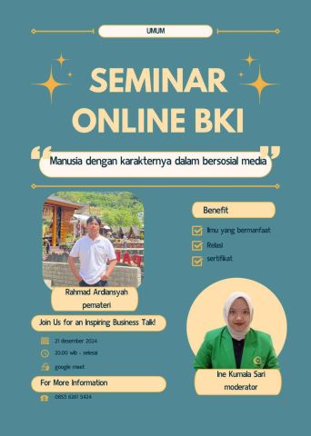 SEMINAR ONLINE MANUSIA DENGAN KARAKTERNYA DALAM BERSOSIAL MEDIA