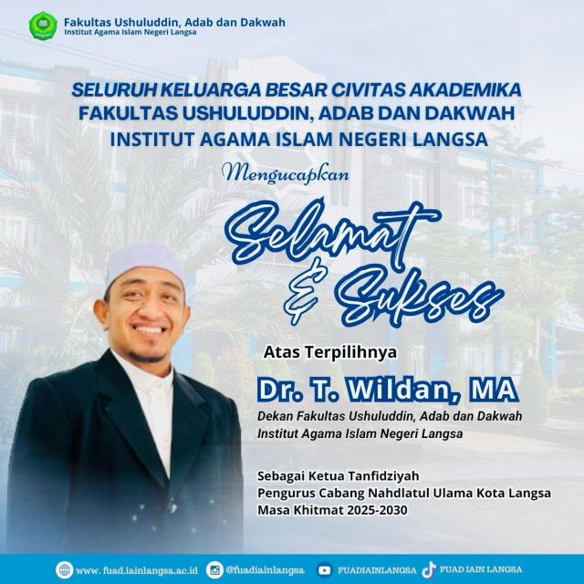 Dekan FUAD IAIN Langsa, Dr. T. Wildan, MA Terpilih sebagai Ketua PCNU Kota Langsa Masa Khidmat 2025-2030